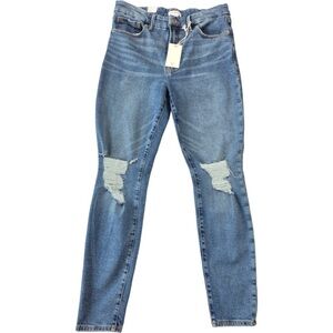 NWT Good American women’s blue distressed skinny jeans size 8/29